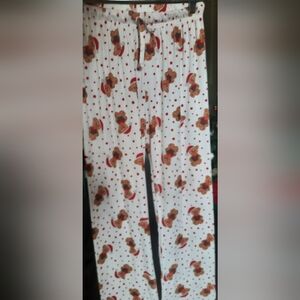 Women's White Teddy Bear Print Pajama Pants